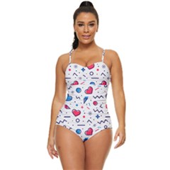 Hearts Seamless Pattern Memphis Style Retro Full Coverage Swimsuit by Grandong