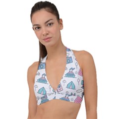 Transportation Seamless Pattern Halter Plunge Bikini Top by Grandong