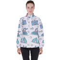 Transportation Seamless Pattern Women s High Neck Windbreaker View1