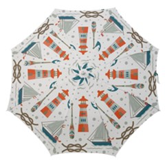 Nautical Elements Pattern Background Straight Umbrellas by Grandong