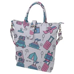 Transportation Seamless Pattern Buckle Top Tote Bag by Grandong