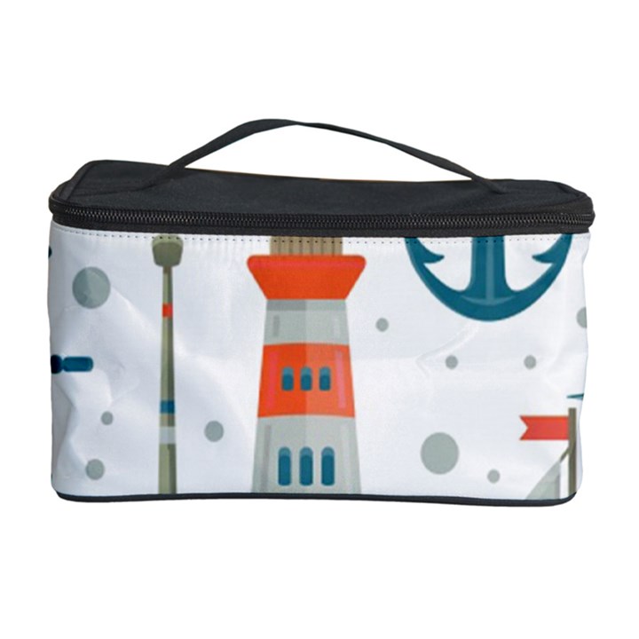 Nautical Elements Pattern Background Cosmetic Storage Case