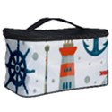 Nautical Elements Pattern Background Cosmetic Storage Case View2