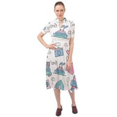 Transportation Seamless Pattern Keyhole Neckline Chiffon Dress by Grandong