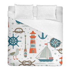 Nautical Elements Pattern Background Duvet Cover (full/ Double Size) by Grandong