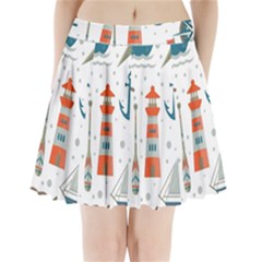 Nautical Elements Pattern Background Pleated Mini Skirt by Grandong