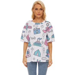 Transportation Seamless Pattern Oversized Basic T-shirt by Grandong