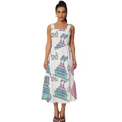 Transportation Seamless Pattern Square Neckline Tiered Midi Dress by Grandong