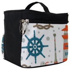 Nautical Elements Pattern Background Make Up Travel Bag (big) by Grandong