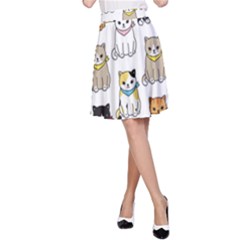 Cat Kitten Seamless Pattern A-line Skirt by Grandong