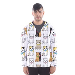 Cat Kitten Seamless Pattern Men s Hooded Windbreaker by Grandong