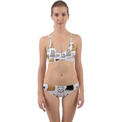 Cat Kitten Seamless Pattern Wrap Around Bikini Set by Grandong