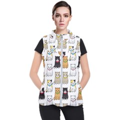 Cat Kitten Seamless Pattern Women s Puffer Vest by Grandong