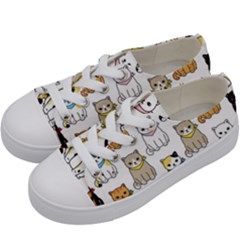 Cat Kitten Seamless Pattern Kids  Low Top Canvas Sneakers by Grandong