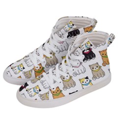 Cat Kitten Seamless Pattern Men s Hi-top Skate Sneakers by Grandong