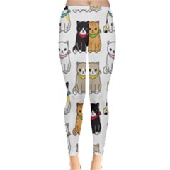 Cat Kitten Seamless Pattern Inside Out Leggings by Grandong