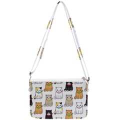 Cat Kitten Seamless Pattern Double Gusset Crossbody Bag by Grandong