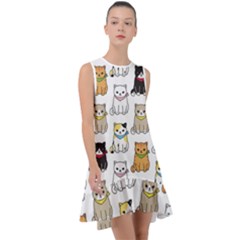 Cat Kitten Seamless Pattern Frill Swing Dress