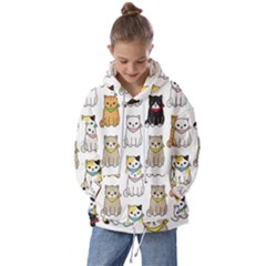 Cat Kitten Seamless Pattern Kids  Oversized Hoodie