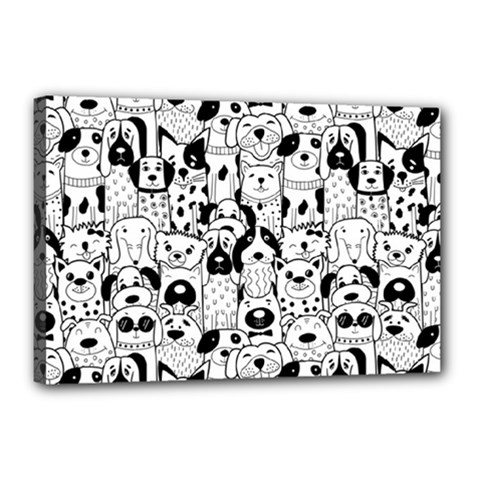 Seamless Pattern With Black White Doodle Dogs Canvas 18  X 12  (stretched) by Grandong