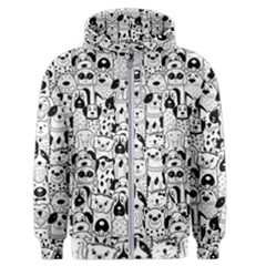 Seamless Pattern With Black White Doodle Dogs Men s Zipper Hoodie