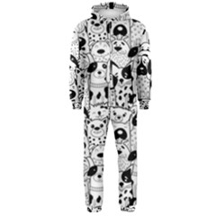 Seamless Pattern With Black White Doodle Dogs Hooded Jumpsuit (men) by Grandong