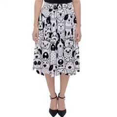 Seamless Pattern With Black White Doodle Dogs Classic Midi Skirt