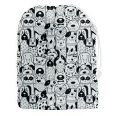 Seamless Pattern With Black White Doodle Dogs Drawstring Pouch (3xl) by Grandong