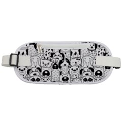 Seamless Pattern With Black White Doodle Dogs Rounded Waist Pouch by Grandong