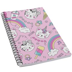 Cute Cat Kitten Cartoon Doodle Seamless Pattern 5 5  X 8 5  Notebook by Grandong