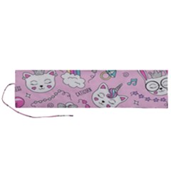 Cute Cat Kitten Cartoon Doodle Seamless Pattern Roll Up Canvas Pencil Holder (l) by Grandong