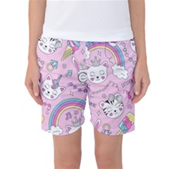 Beautiful Cute Animals Pattern Pink Women s Basketball Shorts by Grandong