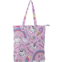 Beautiful Cute Animals Pattern Pink Double Zip Up Tote Bag View1