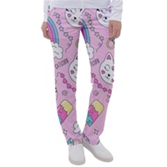 Beautiful Cute Animals Pattern Pink Women s Casual Pants by Grandong