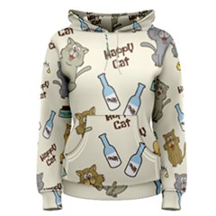 Cute Astronaut Cat With Star Galaxy Elements Seamless Pattern Women s Pullover Hoodie