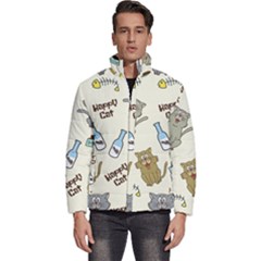 Cute Astronaut Cat With Star Galaxy Elements Seamless Pattern Men s Puffer Bubble Jacket Coat by Grandong