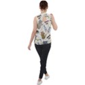 Cute Astronaut Cat With Star Galaxy Elements Seamless Pattern Mock Neck Chiffon Sleeveless Top View2