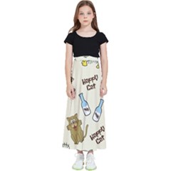 Cute Astronaut Cat With Star Galaxy Elements Seamless Pattern Kids  Flared Maxi Skirt by Grandong