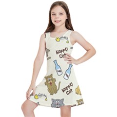 Cute Astronaut Cat With Star Galaxy Elements Seamless Pattern Kids  Lightweight Sleeveless Dress by Grandong