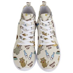 Cute Astronaut Cat With Star Galaxy Elements Seamless Pattern Men s Lightweight High Top Sneakers by Grandong