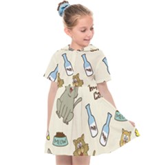 Cute Astronaut Cat With Star Galaxy Elements Seamless Pattern Kids  Sailor Dress by Grandong