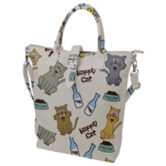 Cute Astronaut Cat With Star Galaxy Elements Seamless Pattern Buckle Top Tote Bag by Grandong