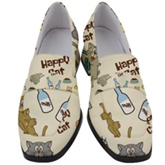 Cute Astronaut Cat With Star Galaxy Elements Seamless Pattern Women s Chunky Heel Loafers by Grandong