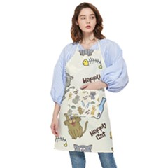 Cute Astronaut Cat With Star Galaxy Elements Seamless Pattern Pocket Apron by Grandong