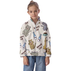 Cute Astronaut Cat With Star Galaxy Elements Seamless Pattern Kids  Half Zip Hoodie by Grandong