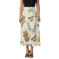 Cute Astronaut Cat With Star Galaxy Elements Seamless Pattern Classic Midi Chiffon Skirt by Grandong