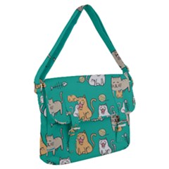 Seamless Pattern Cute Cat Cartoon With Hand Drawn Style Buckle Messenger Bag by Grandong