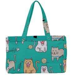 Seamless Pattern Cute Cat Cartoon With Hand Drawn Style Canvas Work Bag by Grandong