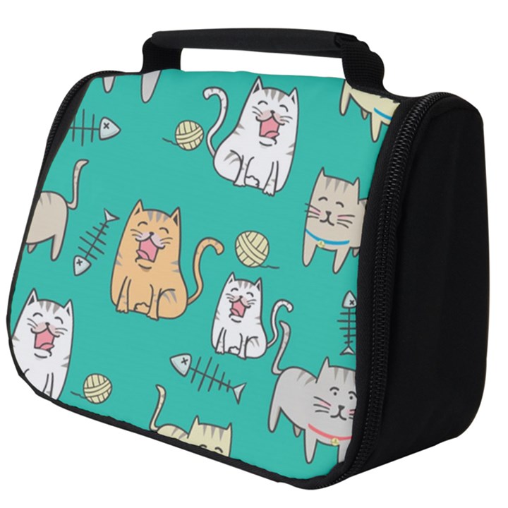 Seamless Pattern Cute Cat Cartoon With Hand Drawn Style Full Print Travel Pouch (Big)