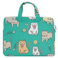 Seamless Pattern Cute Cat Cartoon With Hand Drawn Style Macbook Pro 13  Double Pocket Laptop Bag by Grandong